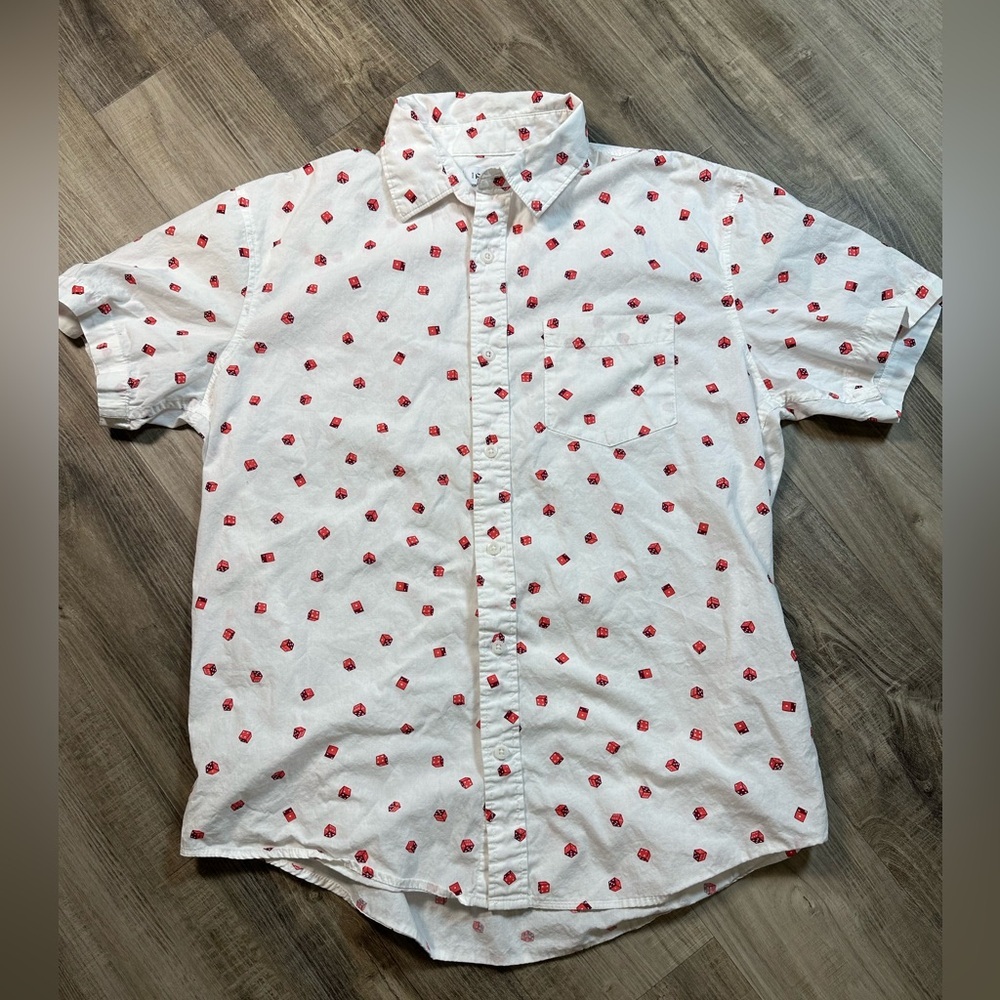 The Rail Men’s Dice Print Short Sleeve Button-Up Shirt – Size M